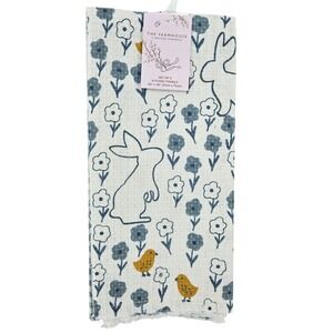 Rachel Ashwell New NEW Kitchen Towels Set of 3 Bunny Floral Blue Farmhouse